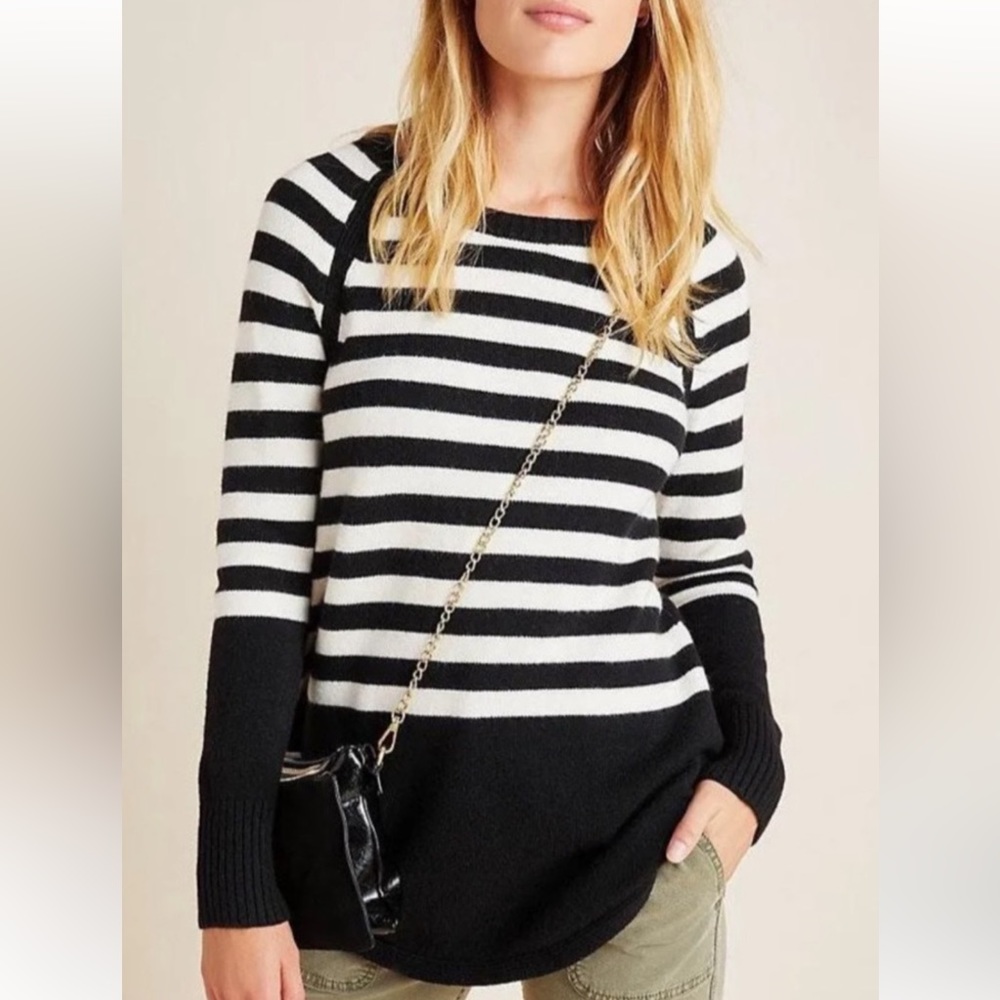 Anthropologie cream and black striped sweater. XS